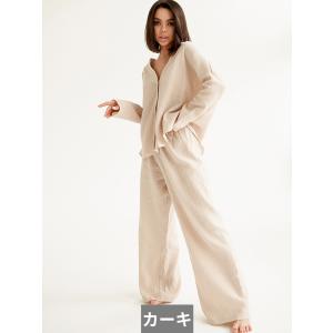 スーツ パジャマ パンツ Vネック ワイド シ...の詳細画像5