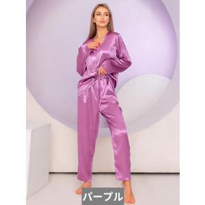 スーツ パジャマ ロング 長袖 Vネック シン...の詳細画像5
