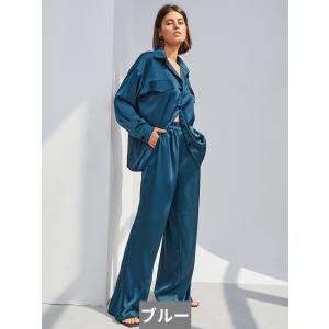 スーツ パジャマ 茶色 ブラウン ロング 長袖...の詳細画像5