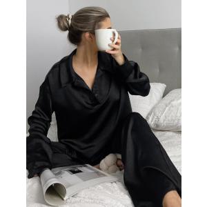 パンツスーツ パジャマ パンツ 黒 ブラック サ...の商品画像