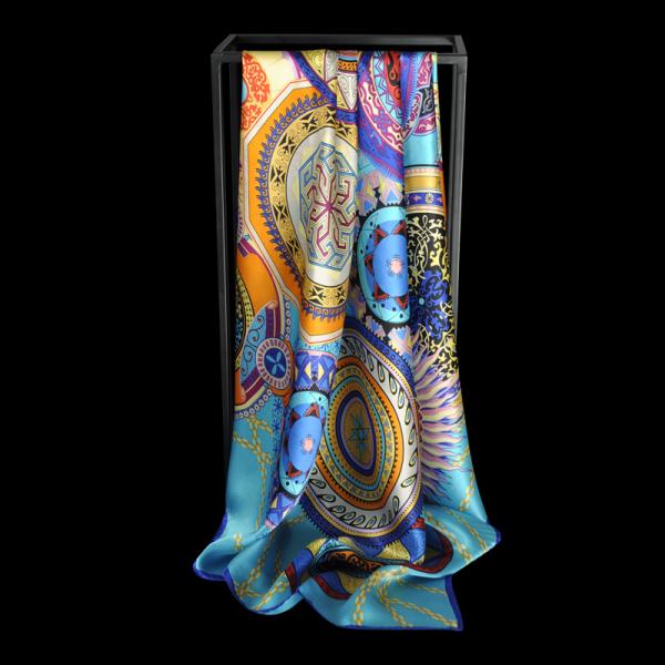 バンダナ ネッカチーフ スカーフ スクエア シルク プリント レディース