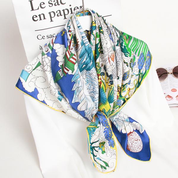 バンダナ ネッカチーフ スカーフ スクエア シルク プリント レディース