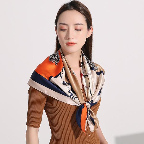 バンダナ ネッカチーフ スカーフ スクエア シルク プリント レディース