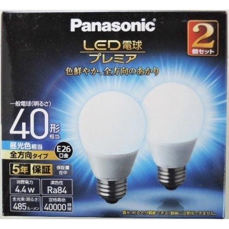 パナソニック LED電球 プレミア 40W形 全方向 昼光色 2個入り LDA4D-G/Z40E/S...