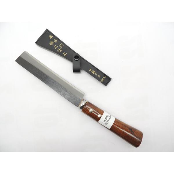 日本製 鍛冶助 竹割鉈 １６５ミリ なた 両刃 鍛冶助 赤茶柄 クラリーノサック付 たけわりなた J...