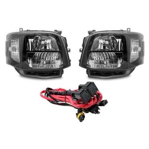 ハイエース 200系 3型 純正タイプ HID ヘッドライト インナーブラック レベライザー付き 左右SET　H4→HID変換ハーネス付き｜tristars-co-ltd