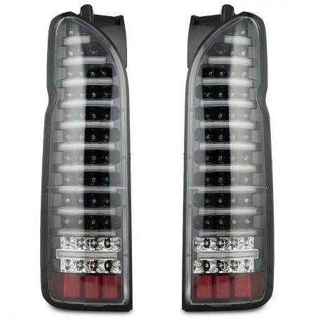ハイエース テールランプ 200系 ファイバールック ブラックインナー クリアレンズ LEDテールラ...