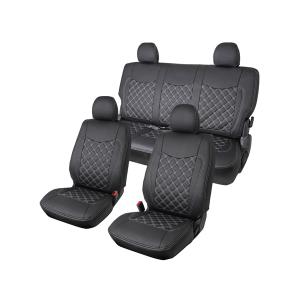 ハイエース200系 S-GLフロント・セカンド用シートカバー ブラック/ホワイト ハイエース シートカバー 200系 S-GL フロント セカンド用 ブラック