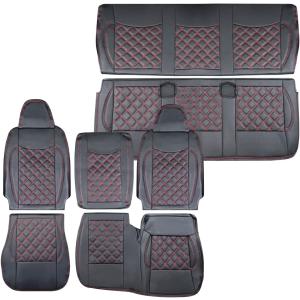 ハイエース シートカバー DX グレード フロント セカンド用 6人乗り用 レッドステッチ 現行対応 レジアスエース 1833#