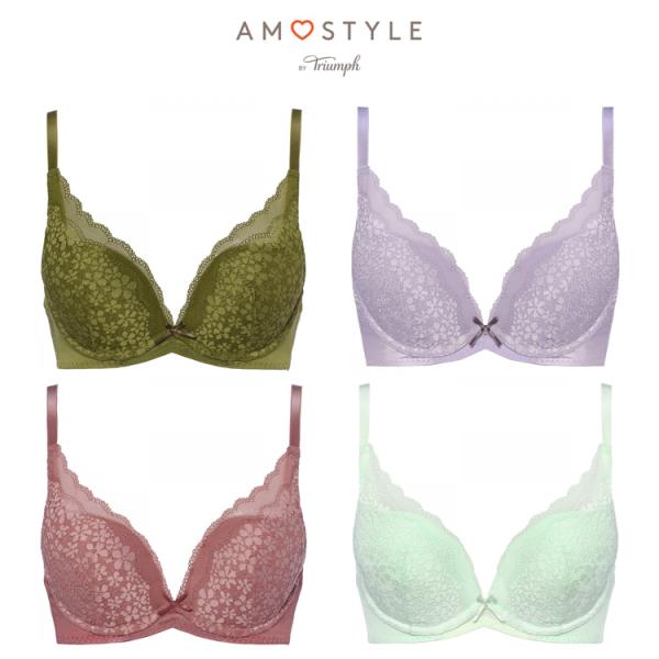 (アモスタイル)AMOSTYLE デイジーレース 夢みるブラ DeepV ブラ＆ショーツセット(E,...