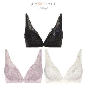 AMOSTYLE チャーミングラマー スリムライン Deep V ブラジャー スワンズティアーズ AMST1415 WHU JX
