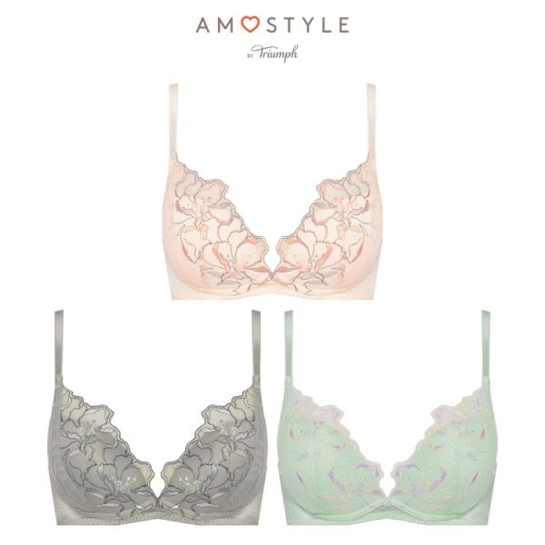 (アモスタイル)AMOSTYLE 夢みるブラ ノンワイヤー スリムライン ブラジャー レインボーベー...