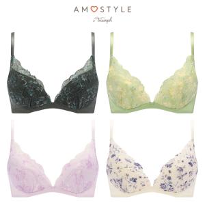 まとめ買い対象 (アモスタイル)AMOSTYLE 胸元ぴったりブラ ブラ＆ショーツセット(B,C,Dカップ) AMST1533 WHU + Mini JX