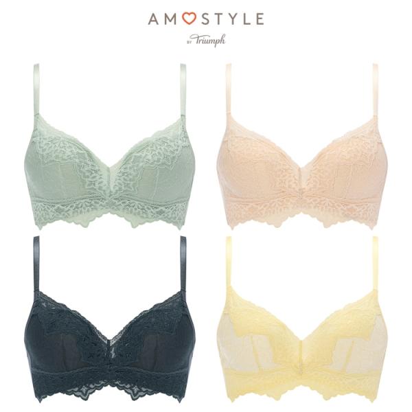 P10 (アモスタイル)AMOSTYLE らくふわノンワイヤー ブラ＆ショーツセット(B,C,Dカッ...