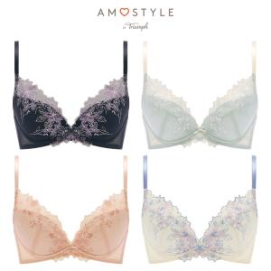 (アモスタイル) Daily AMOSTYLE デコルテビューティーブラ ブラ＆ショーツセット フローラルハーモニー(B,C,Dカップ) AMST529 WHU+Mini JX｜トリンプ公式ストア ヤフー店
