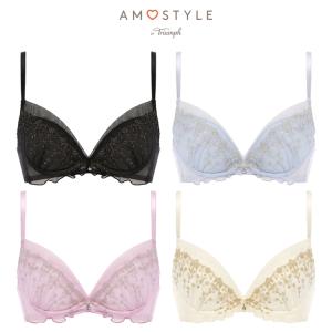 まとめ買い対象(アモスタイル)AMOSTYLE Daily AMOSTYLE デコルテビューティーブラ ブラ＆ショーツセット マイジュエリー(E,Fカップ) AMST528 WHU + Hikini JX