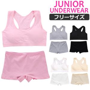 キッズダンス衣装 訳ありジュニア インナーセット 無地 上下2点セット ブラトップ カップ付き ボクサーパンツ スポーツブラ ブラジャー チューブトップ キッズ