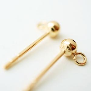 14KGF 真鍮製 3mm丸玉 カン付 ピアス...の詳細画像4