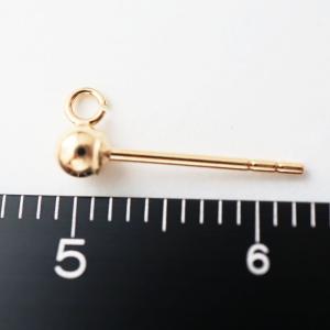 14KGF 真鍮製 3mm丸玉 カン付 ピアス...の詳細画像5