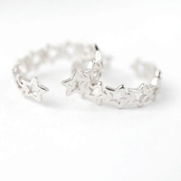 『在庫処分価格』金アレ対応 真鍮製 シンプル スター オープンリング 1個