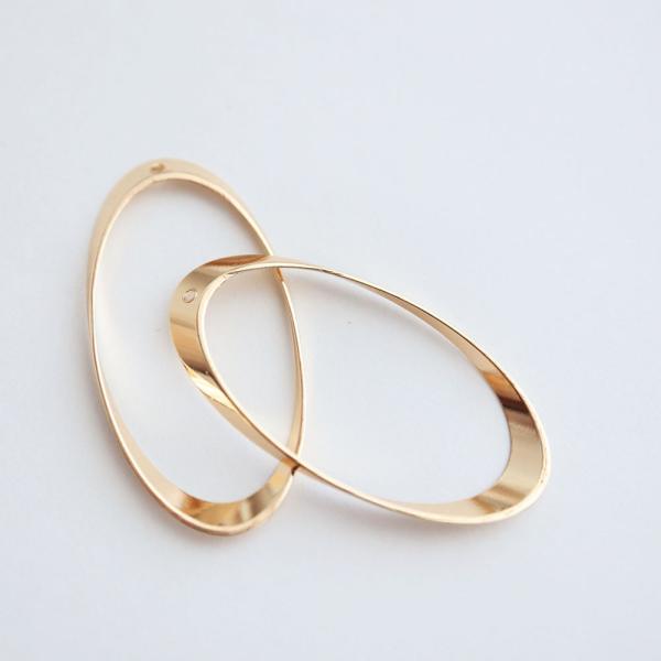 『在庫処分価格』金アレ対応 真鍮製 楕円 フープ パーツ 2個