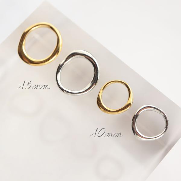 304ステンレス ウェーブ オーバル チャーム 2個