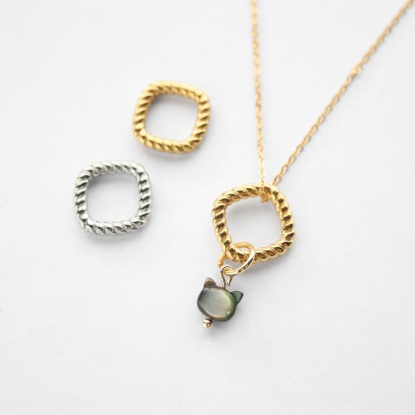 304ステンレス ねじねじ スクエア チャーム 2個