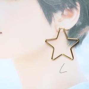 18KGP サージカルステンレス 大ぶりフープピアス 8の字 1ペア : Trois