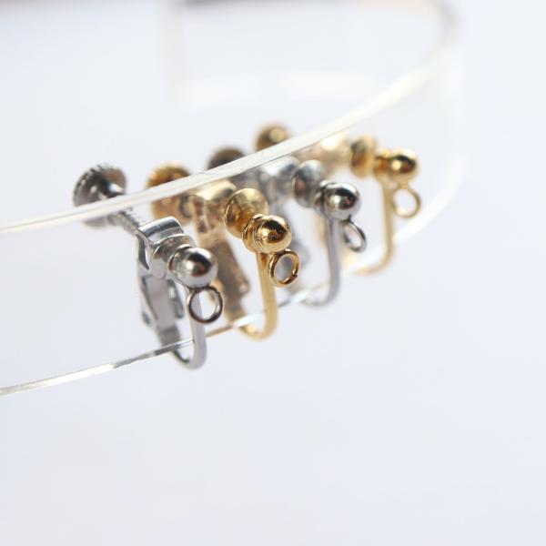 316L サージカルステンレス ネジ式 丸玉 イヤリング パーツ 4個