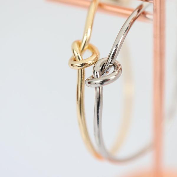 金アレ対応 真鍮製 結び フープピアス 1ペア