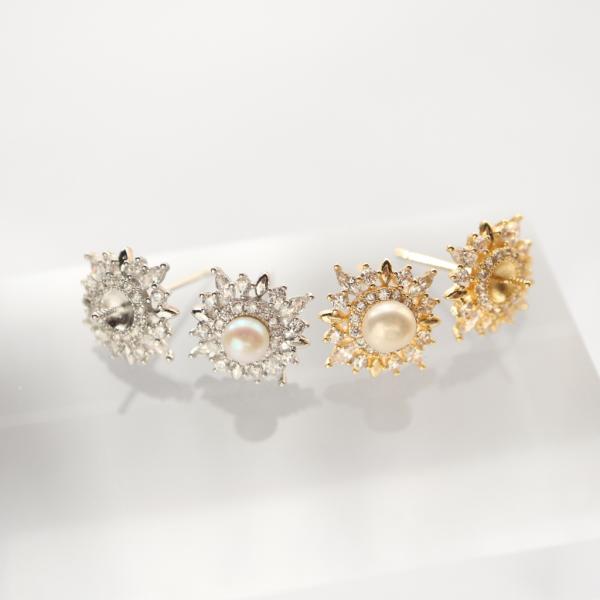 金アレ対応 真鍮製 316Lポスト ルミナ ピアスパーツ 1ペア