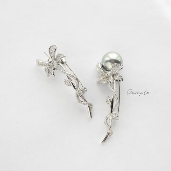 金アレ対応 真鍮製 グロリオーサ ブローチ パーツ 1個