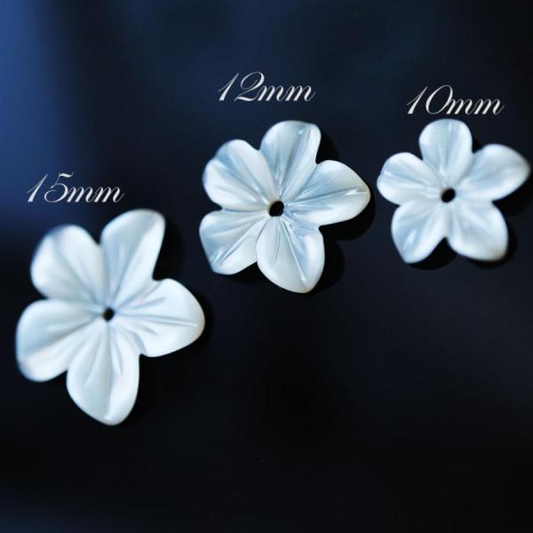 天然白蝶貝 手彫り 五弁花 シェル Bタイプ 2個