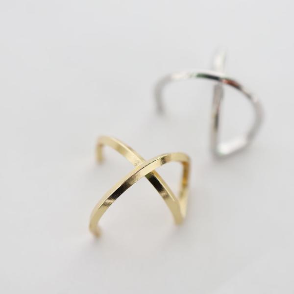 金アレ対応 真鍮製 角ワイヤー イヤーカフ パーツ 4個