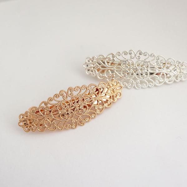 金属アレルギー対応 透かし模様 バレッタ 1個