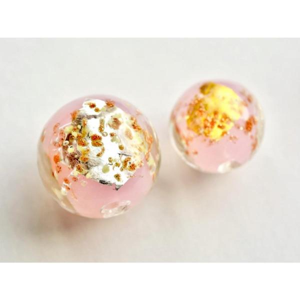 『在庫処分セール』1粒 暗闇で光るホタル石 ピンク 銀箔 ほたる石 蛍石 蓄光ほたる玉 とんぼ玉 沖...