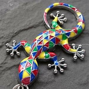 トカゲ ヤモリ モザイク キーホルダー サグラダ・ファミリア