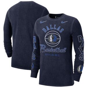 ナイキ メンズ Tシャツ ロンT 長袖 マーヴェリックス "Dallas Mavericks" Nike Courtside Retro Elevated Long Sleeve T-Shirt - Navy｜troishomme
