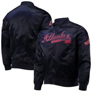 プロスタンダード メンズ ジャケット Atlanta Braves Pro Standard Wordmark Satin Full-Snap Jacket - Navy