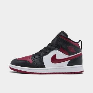 ジョーダン キッズ/ジュニア バッシュ Air Jordan 1 Mid PS スニーカー Black/Noble Red/White｜troishomme