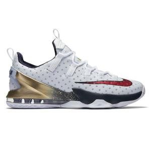 ナイキ メンズ レブロン１３ Nike LeBron XIII 13 Low "Olympic Gold Medal" バッシュ White/University Red-Obsidian-Metallic Gold