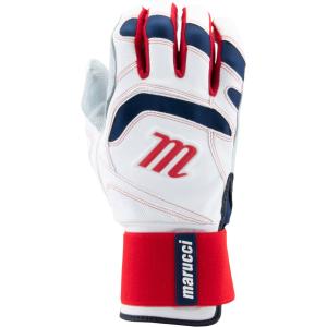 マルッチ メンズ バッティンググローブ Marucci Adult Signature Full Wrap Batting Gloves - Red/White/Navy｜troishomme