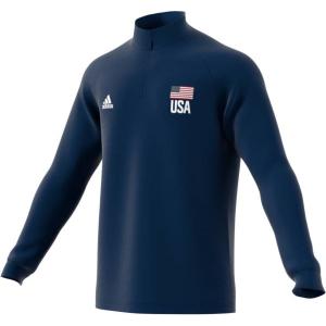 アディダス メンズ adidas Men's USA Volleyball 1/4 Zip Pullover ジャケット BLUE/WHITE/RED アウター