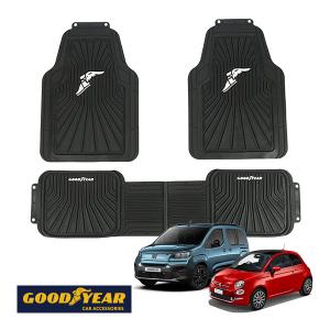 GOODYEAR正規品 汎用 ロゴ入 ラバーフロアマット 3枚セット 