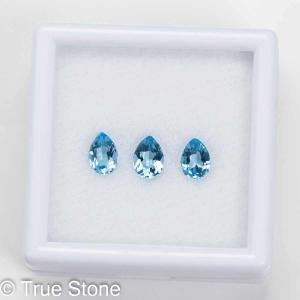 AAAA スカイブルートパーズ ファセットカット 3粒セット トパーズ ブルートパーズ｜true-stone