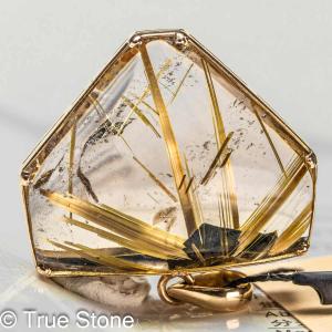 AAAA 高品質 鑑別書付き タイチンルチルクォーツ ペンダントトップ K18ゴールド 19.54g 非加熱 非処理 一点物 ルチルクォーツ