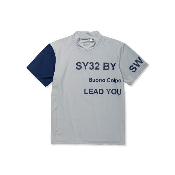 SY32 by SWEET YEARS Tシャツ レタードロゴ 半袖 ハイネック プルオーバー モッ...