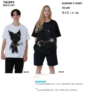 TRIPPY MIKIO ART Tシャツ 半袖 メンズ レディース ブランド おしゃれ サンリオ かわいい かっこいい KUROMI BLACKシリーズ GUITAR TR-097【お取り寄せ】