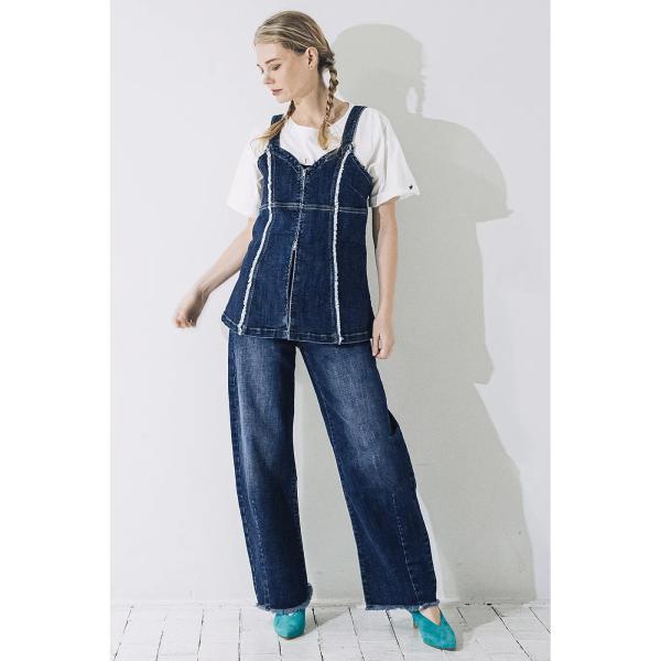 INDIMARK デニム レディース おしゃれ ブランド かわいい フリンジ カーブデニム WJ15...