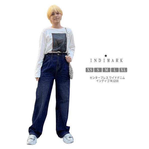 INDIMARK ジーンズ デニム レディース おしゃれ ブランド かわいい センタープレス ワイド...